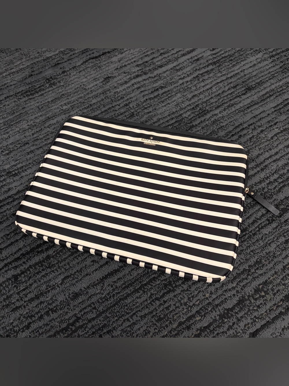 Kate Spade Striped Laptop Sleeve Zip Close Padded Pouch